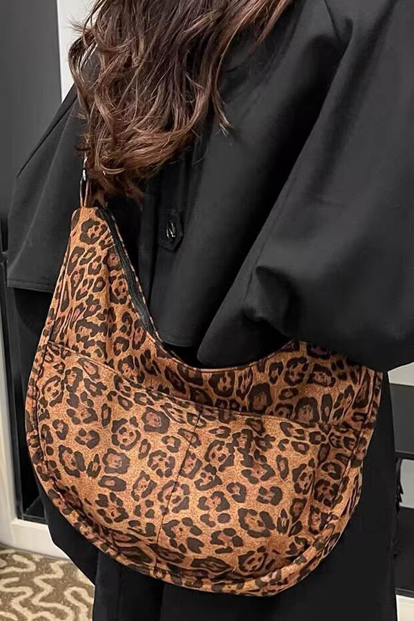 Set of 3 Leopard Print 6911 Faux Suede Crossbody Bags