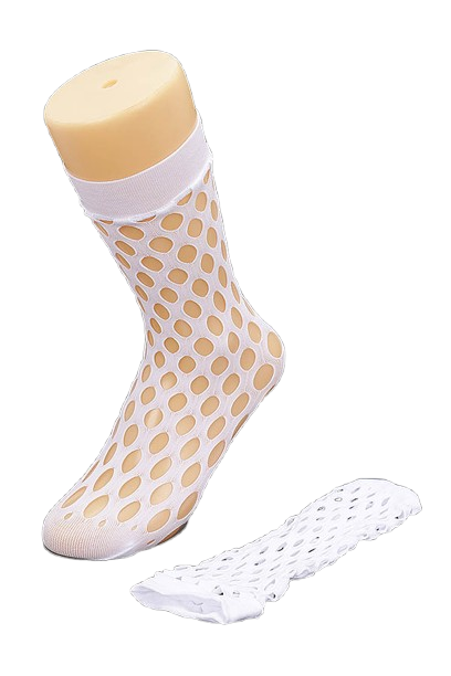 Pack of 6 White Net See - Through Socks (Style 8338)