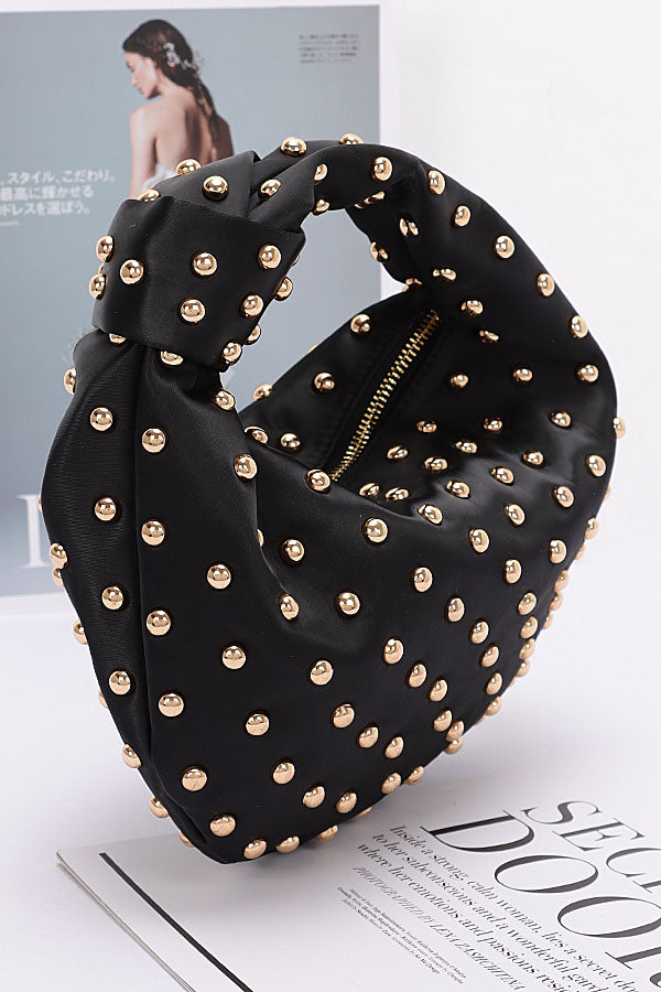 Pack of 3 Olive Gold 1736 Satin Metal Studded Hobo Bags