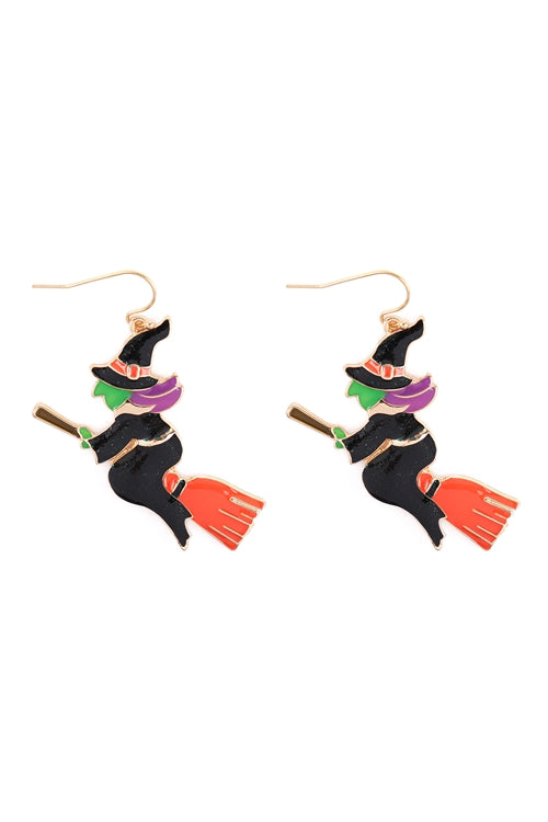 Multicolor Halloween Witch Enamel Earrings - Set of 6