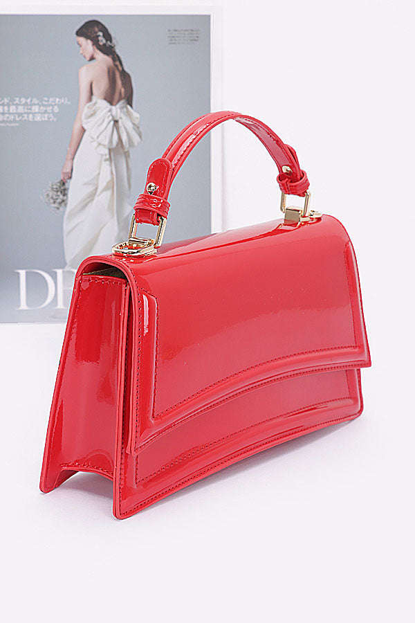 Set of Three 3436 Gold Enamel Top Handle Flap Bags
