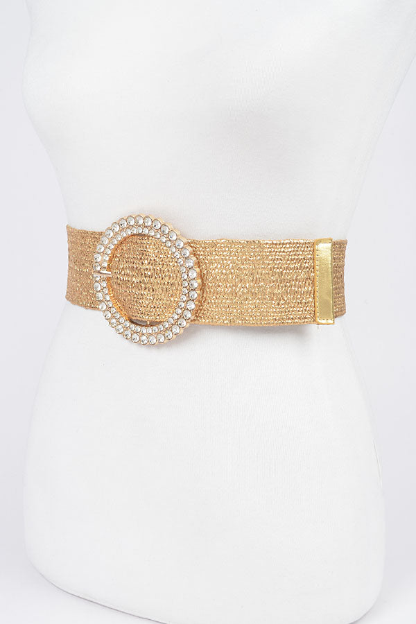 6-Piece Pack of Shimmering 6378 Gold Rhinestone Elastic Belts