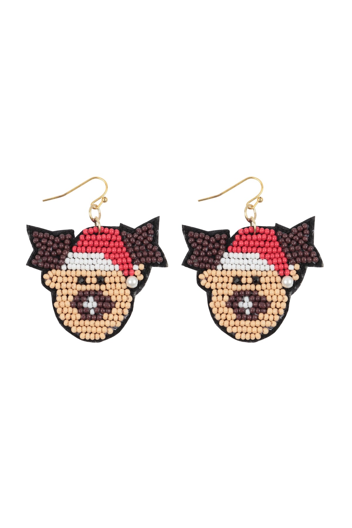 Multicolor Reindeer Pattern Seed Beads Hook Earrings - Set of 6