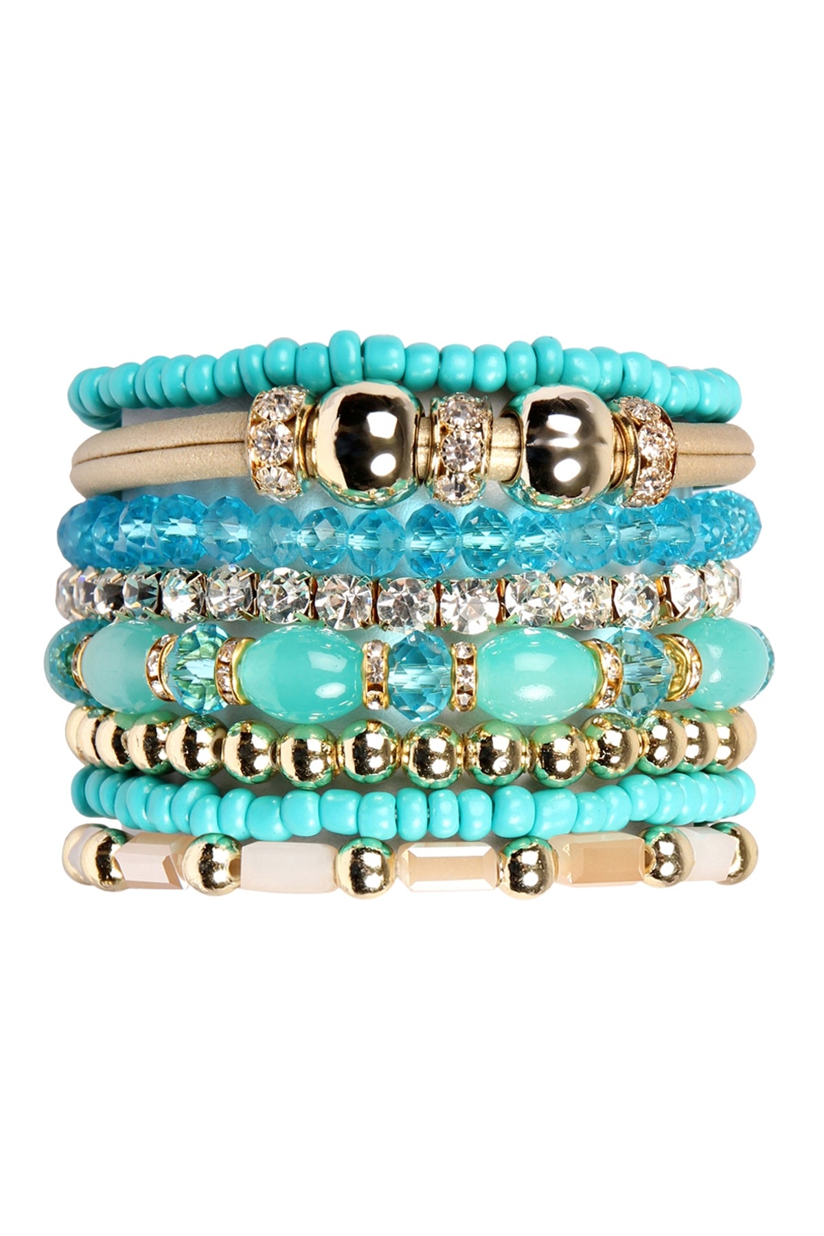 6-Piece Set of Turquoise Classic Multibeaded Bracelets