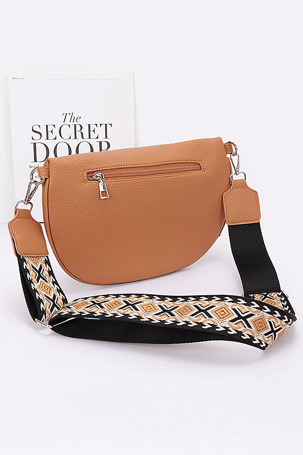 Set of 3 White 3588 Faux Leather Crossbody Bags