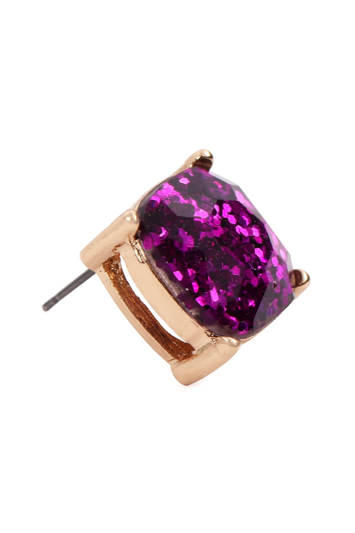 Purple Glittery Epoxy Stud Earrings - Set of Six Pieces