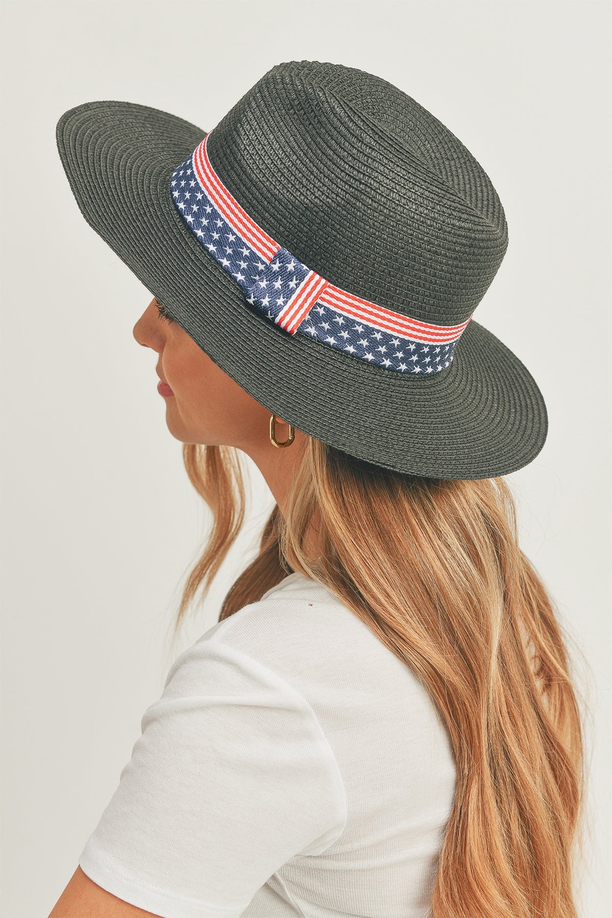 Pack of 6 Black American Flag Themed Sun Hats