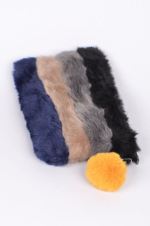 Colorful Faux Fur Clutch - 2146 Camel Design, Pack of 3