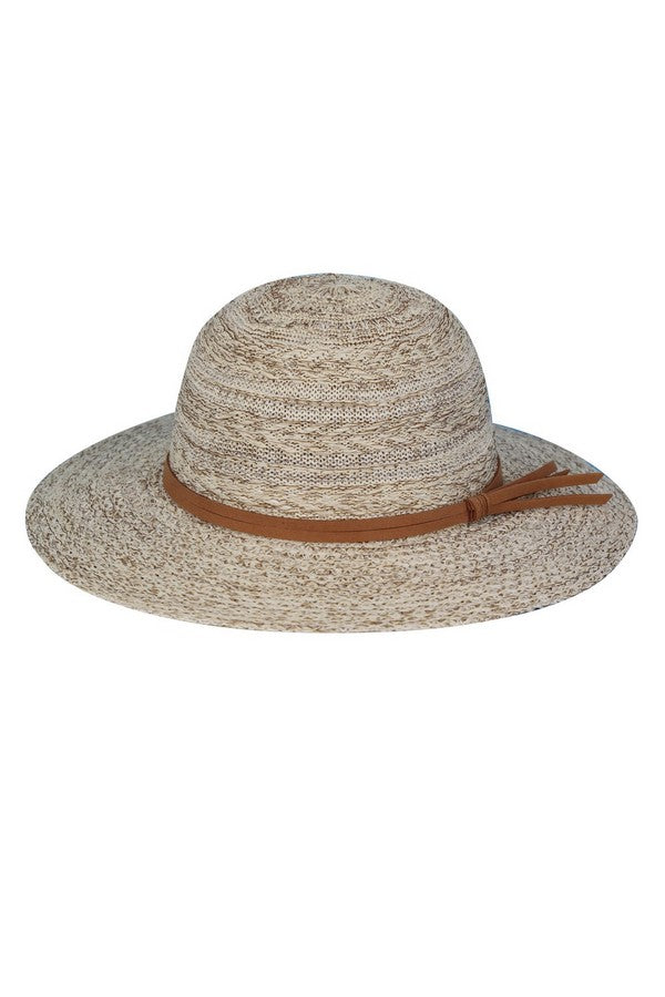 Taupe Color Pack of 6 Mixed Braid Packable Sun Hats with Suede Band
