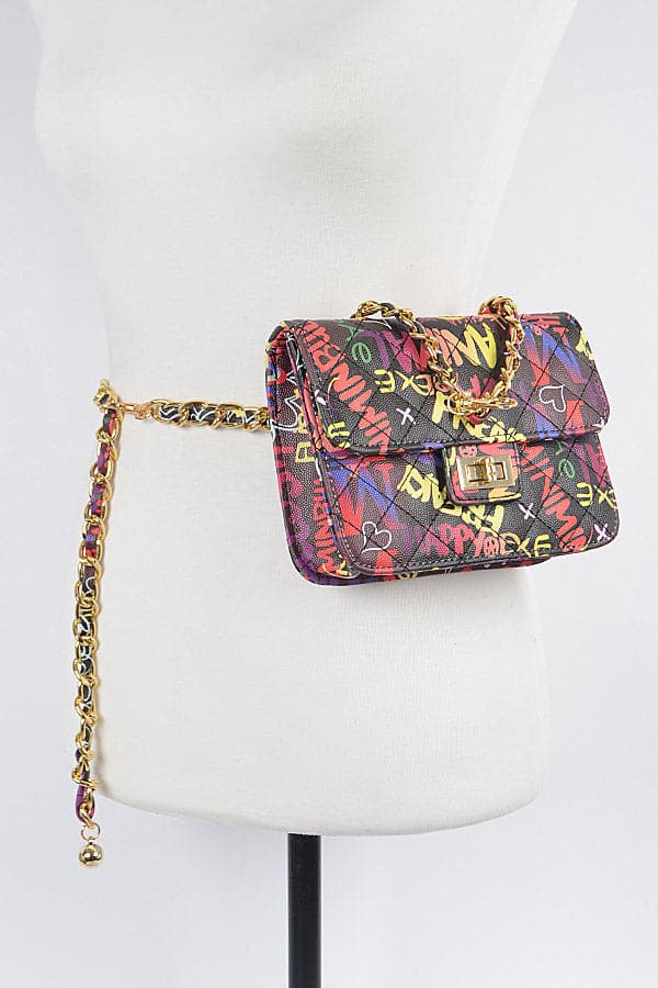Pack of 3 Multicolor 1497 Graffiti Quilted Bags