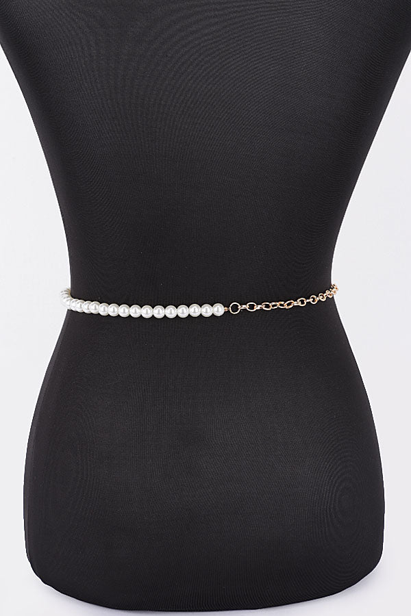 Pack of 6 Layered Faux Pearl Flower Ribbon Belts in Ivory Color - Style 5878