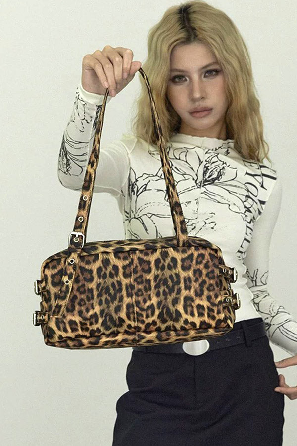 Set of 3 Stylish Leopard - Inspired Faux Leather Sport Bags