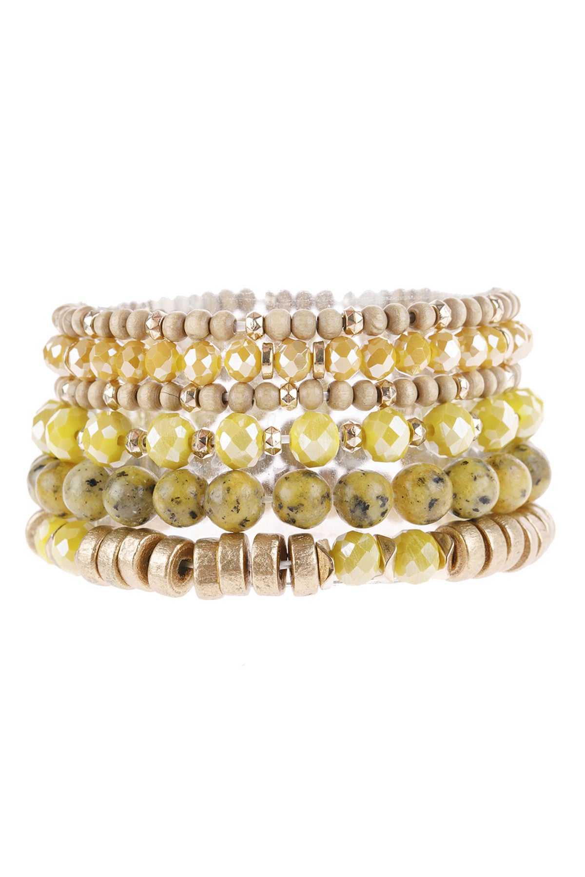 Mustard Color Stackable Charms Bracelet Set - Pack of Six Pieces