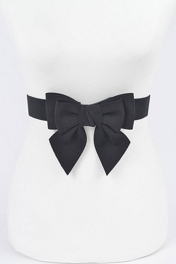 Set of 6 Elastic Ribbon Buckle Stretch Belts in Black 0748