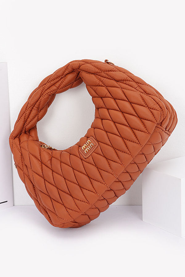 Set of 3 Stylish Burgundy Quilted Faux Leather Hobo Bags