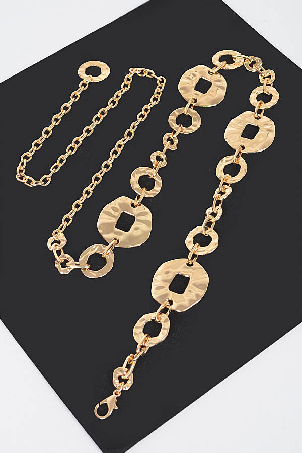 6-Piece Set of 4968 Gold Hammered Metal Chain Belts