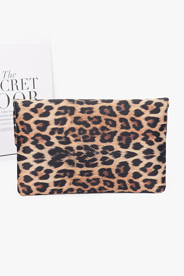 Set of 3 Nylon Leopard Metal Studded Clutch Bags - Model 3736