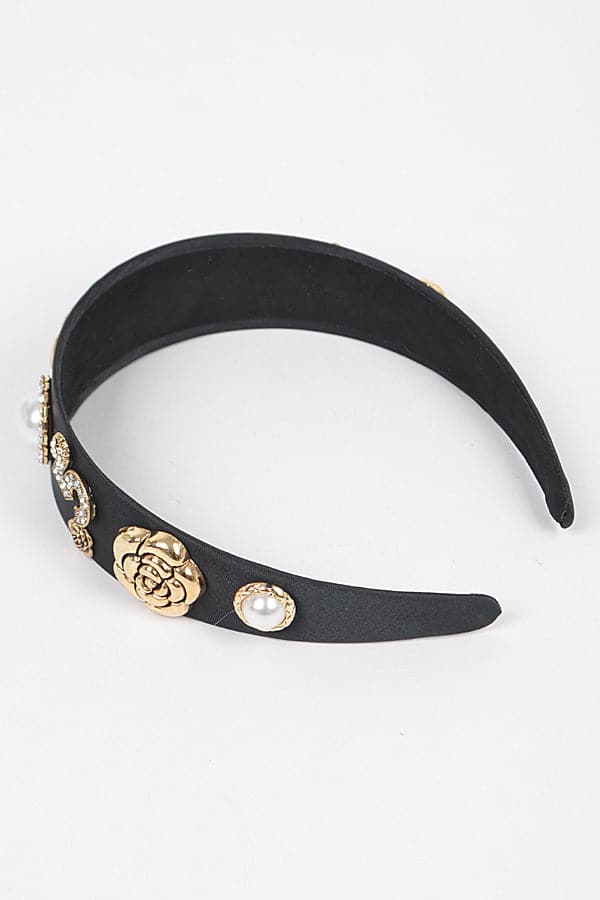 Set of 6 White Plastic Hairbands with Imitation Gemstones - 4112