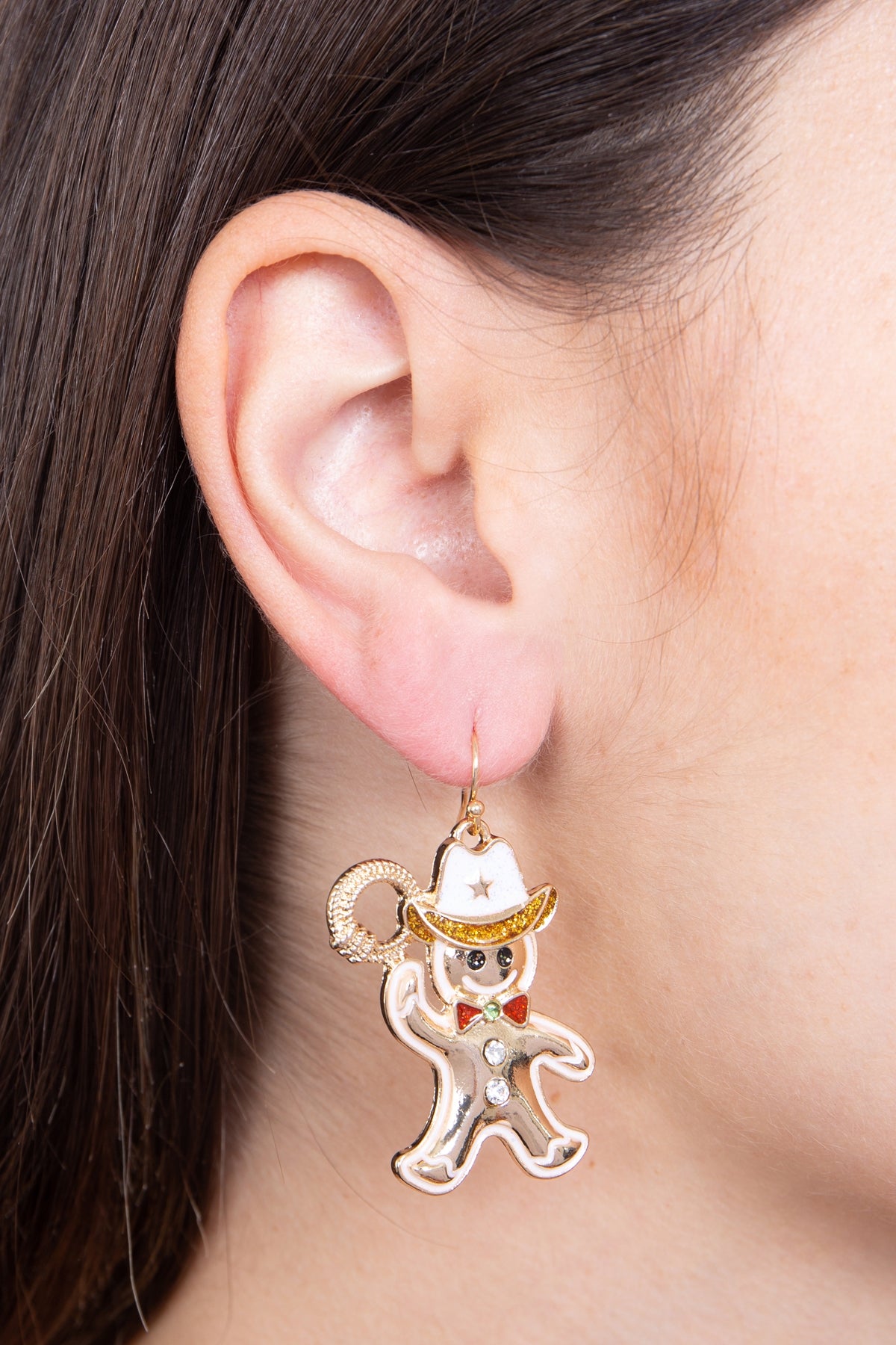 Pack of 6 - 1.75-Inch Cowboy Gingerman Cookie - Style Hook Earrings