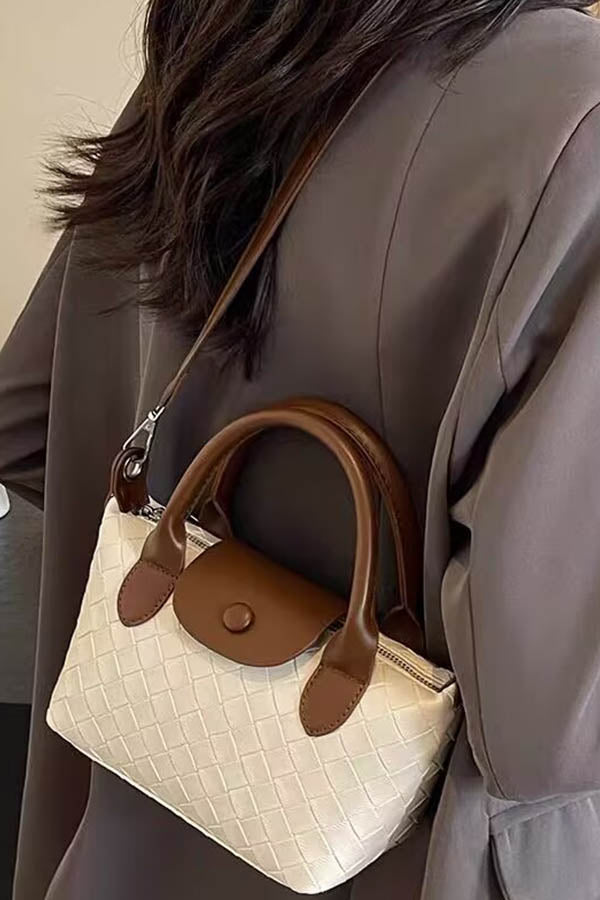 Set of Three 9746 Beige Embossed Faux Leather Top Handle Clutches