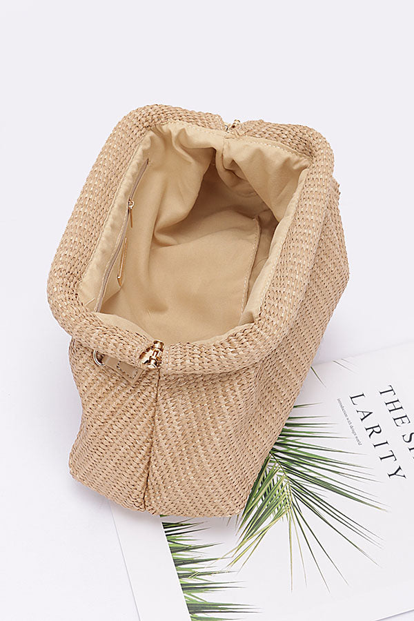 Pack of 3 Faux Straw Clutch Bags in Khaki Color (Style 8736)