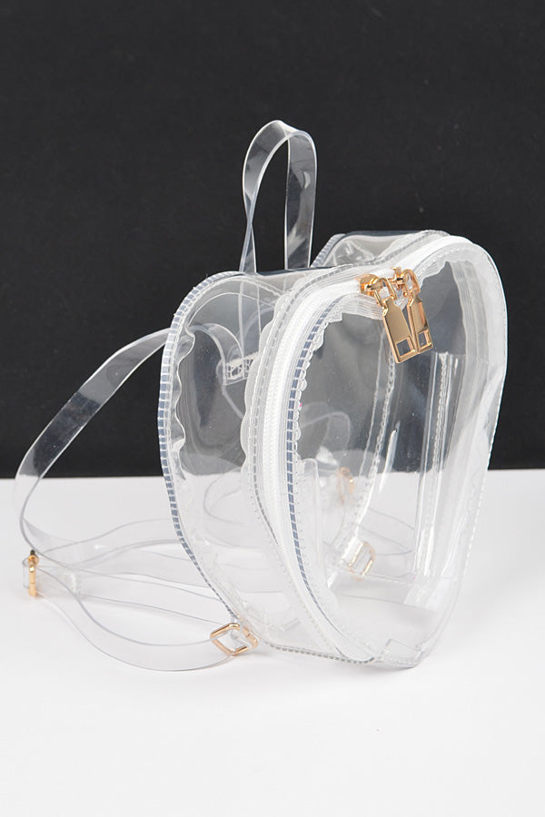 Set of Three 2411 Transparent Gold Heart - Shaped Backpacks