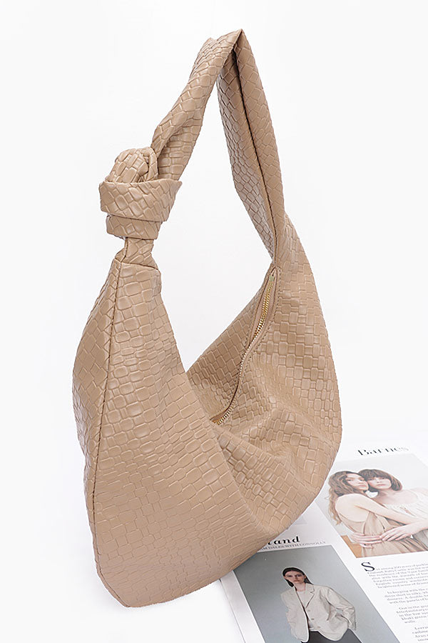 Set of 3 Embossed Faux Leather Big Hobo Bags in Burgundy Color - Style 9611