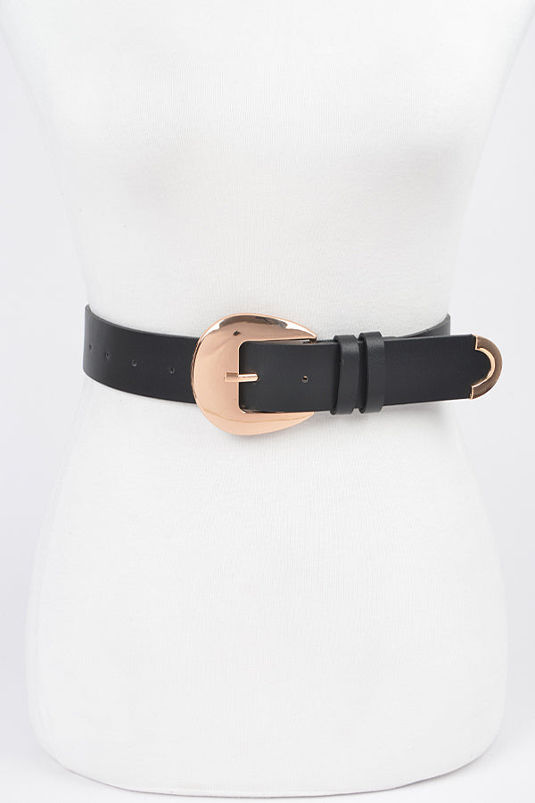 Pack of 6 Faux Leather Metal Buckle Belts in Stylish Black Gold Color