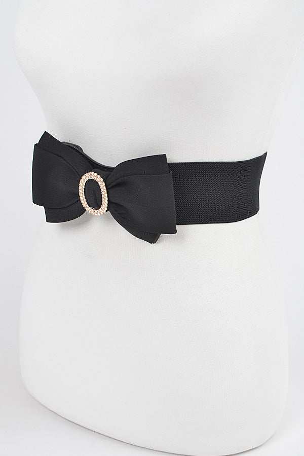 Pack of 6 Cobalt 9648 Rhinestone Bow Buckle Stretch Belts
