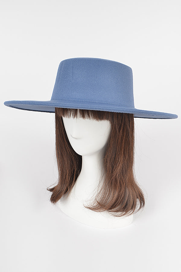 Set of 6 Wide Brim Flat Top Hats in Blue Color - 4951