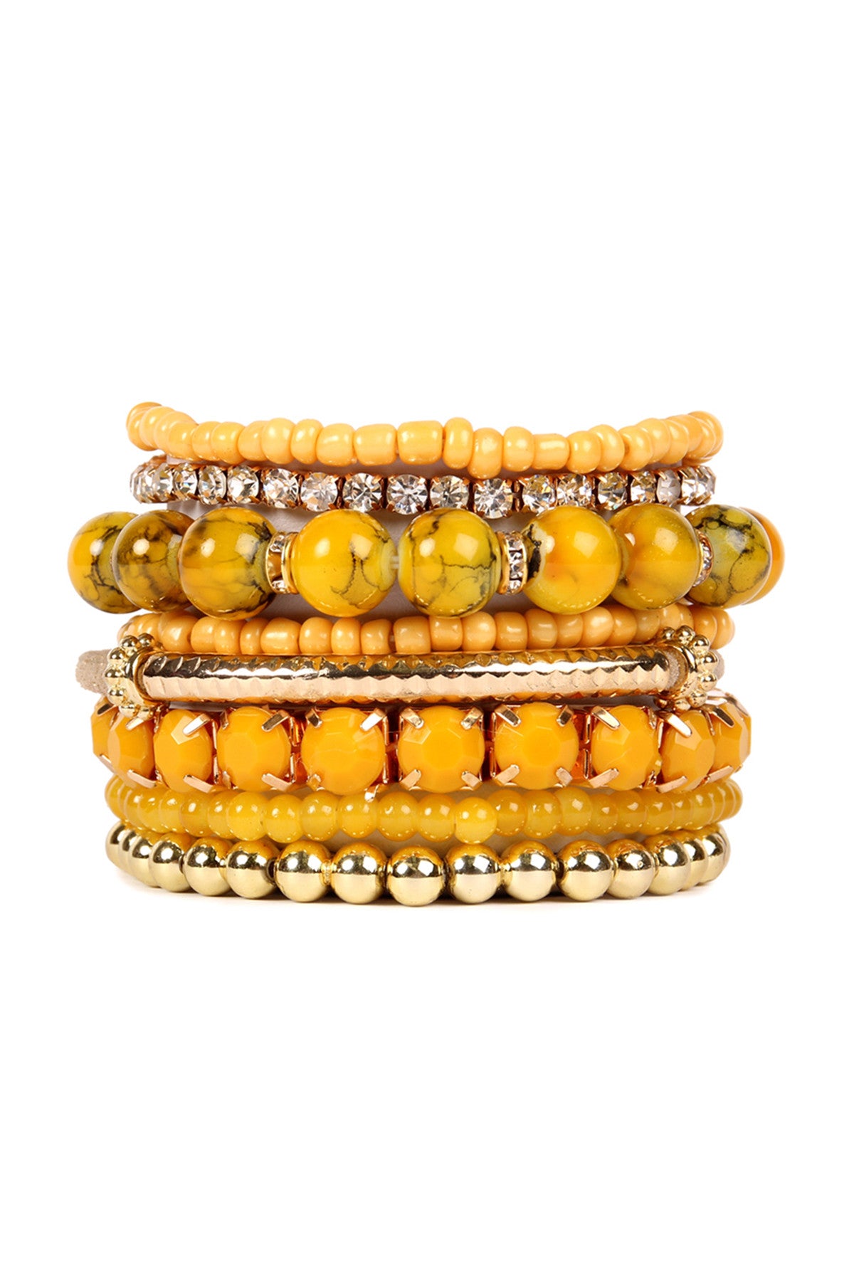 Multicolor Stretch Mustard Bracelets - Set of 6