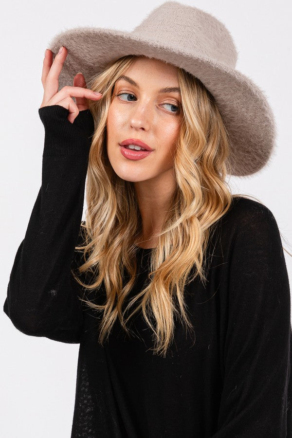 Pack of 6 Soft Fuzzy Gray Fedora Hats - One Size