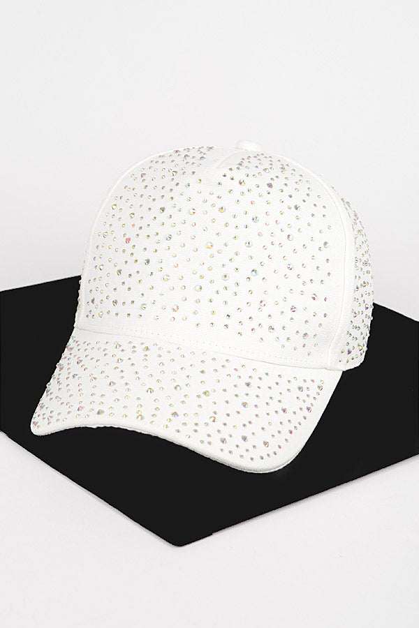 Set of 6 Shiny 5771 White Acrylic Stone Denim Caps