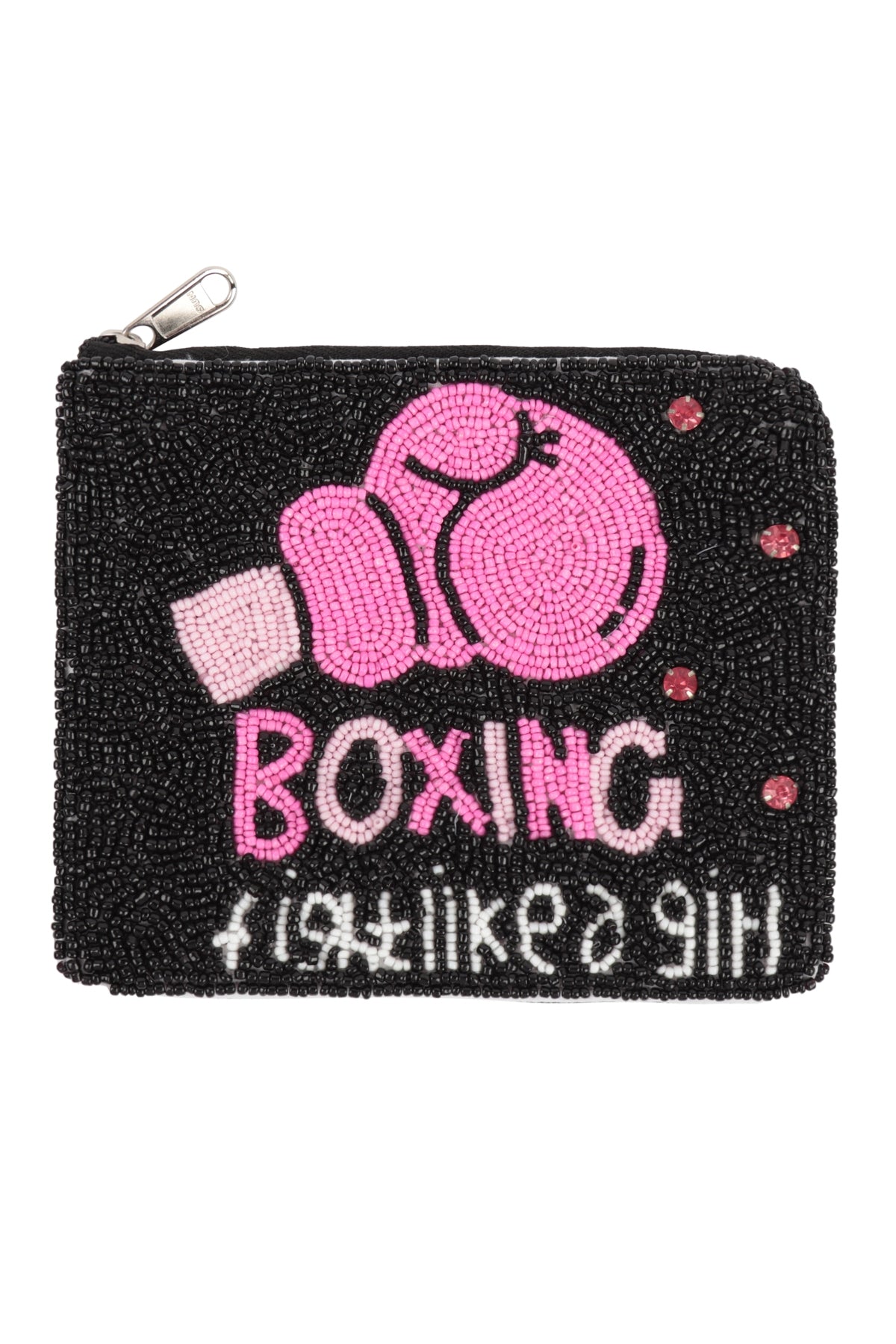 Black Seed Beads Coin Pouch - Pack of 6 for Girlish Boxing Enthusiasts