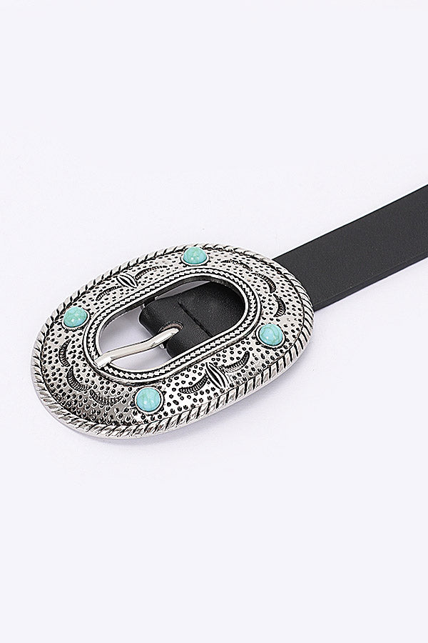 Set of 6 Vintage Multi - Metal Black PU Belts