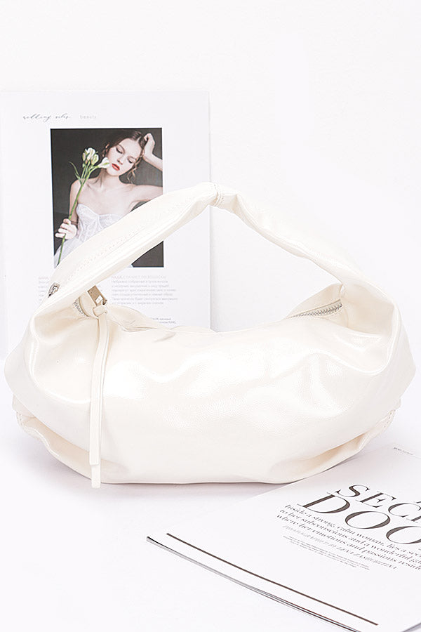 Set of 3 Stylish White Patent Leather Hobo Bags