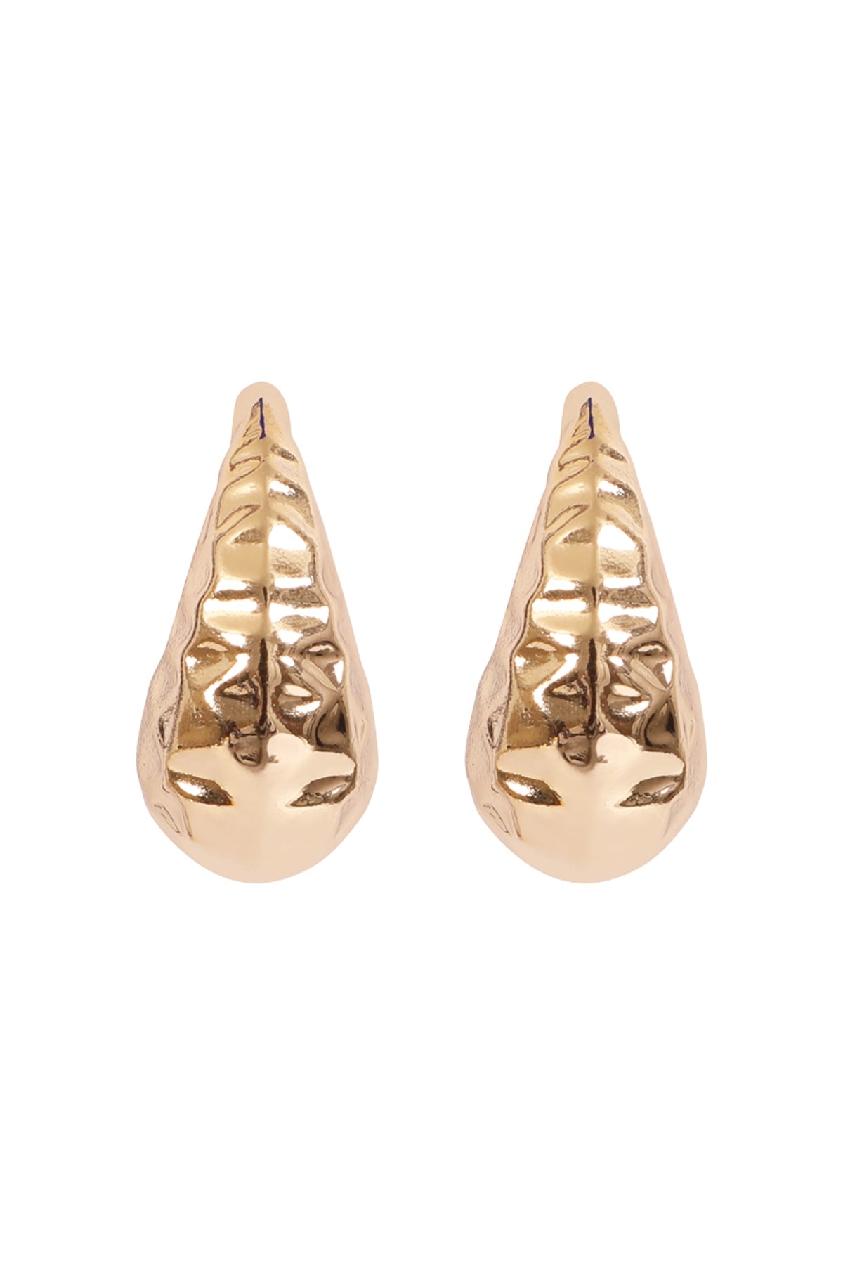6-Pack Gold Hammered Teardrop CCB Earrings with Unique Texture