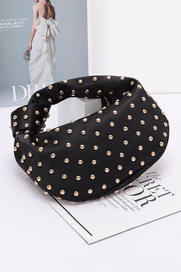 Pack of 3 Olive Gold 1736 Satin Metal Studded Hobo Bags