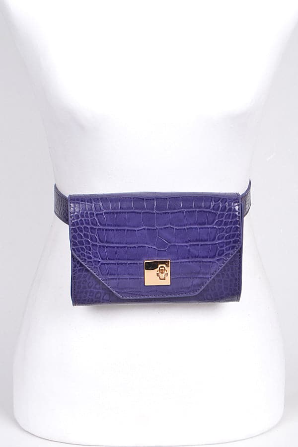 Pack of 3 Faux Reptile Skin Purple Fanny Packs