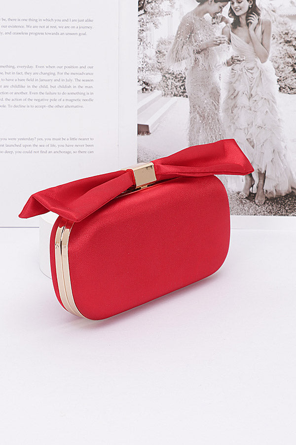 Pack of 3 Nylon Bow Hard Case Clutches in Fuchsia Color (Code 9526)