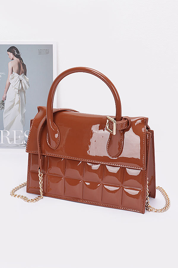 Set of 3 Embossed Enamel 1436 Camel Top - Handle Bags