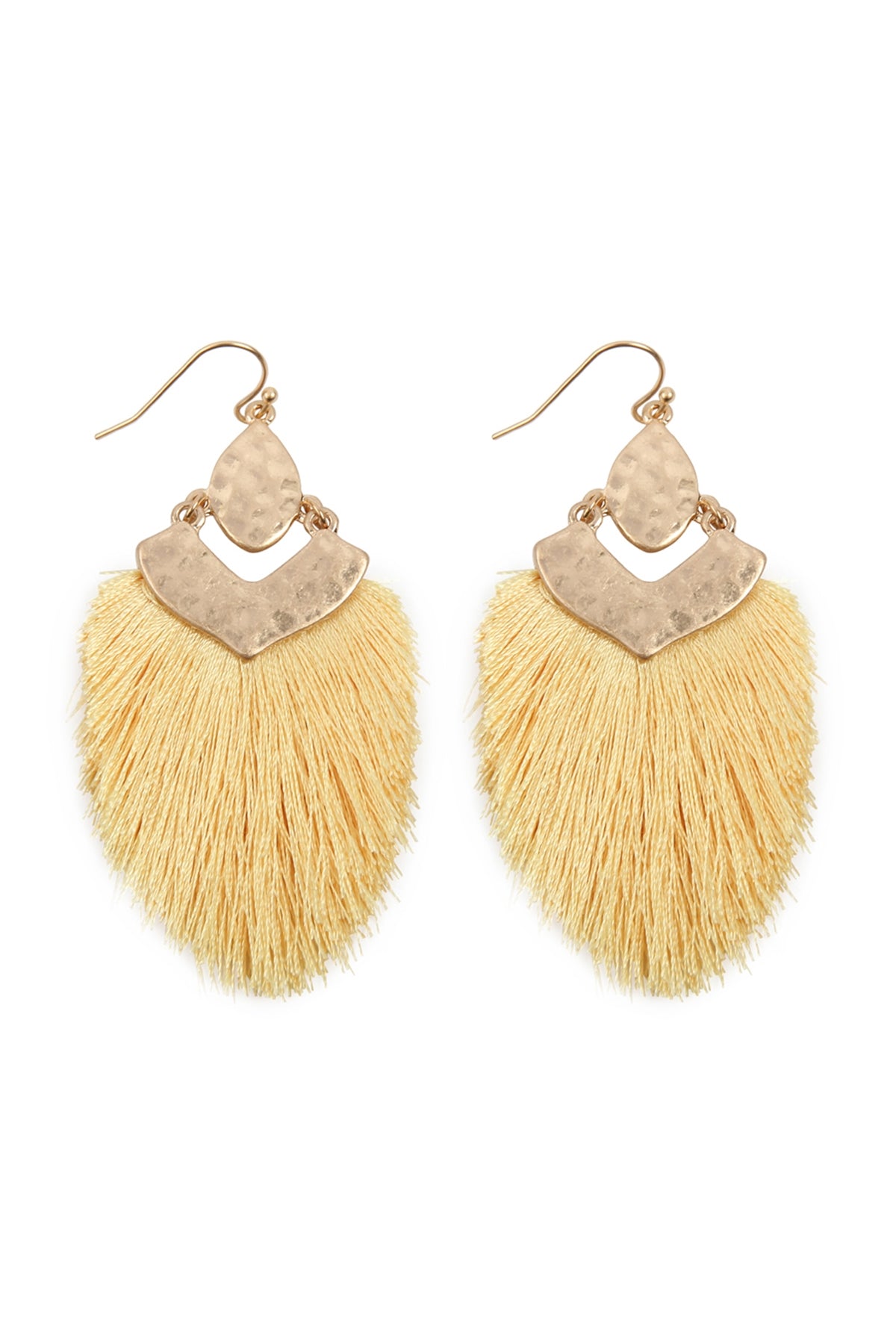 Yellow Dangle Tassel Drop Style Earrings - Set of Six Pieces