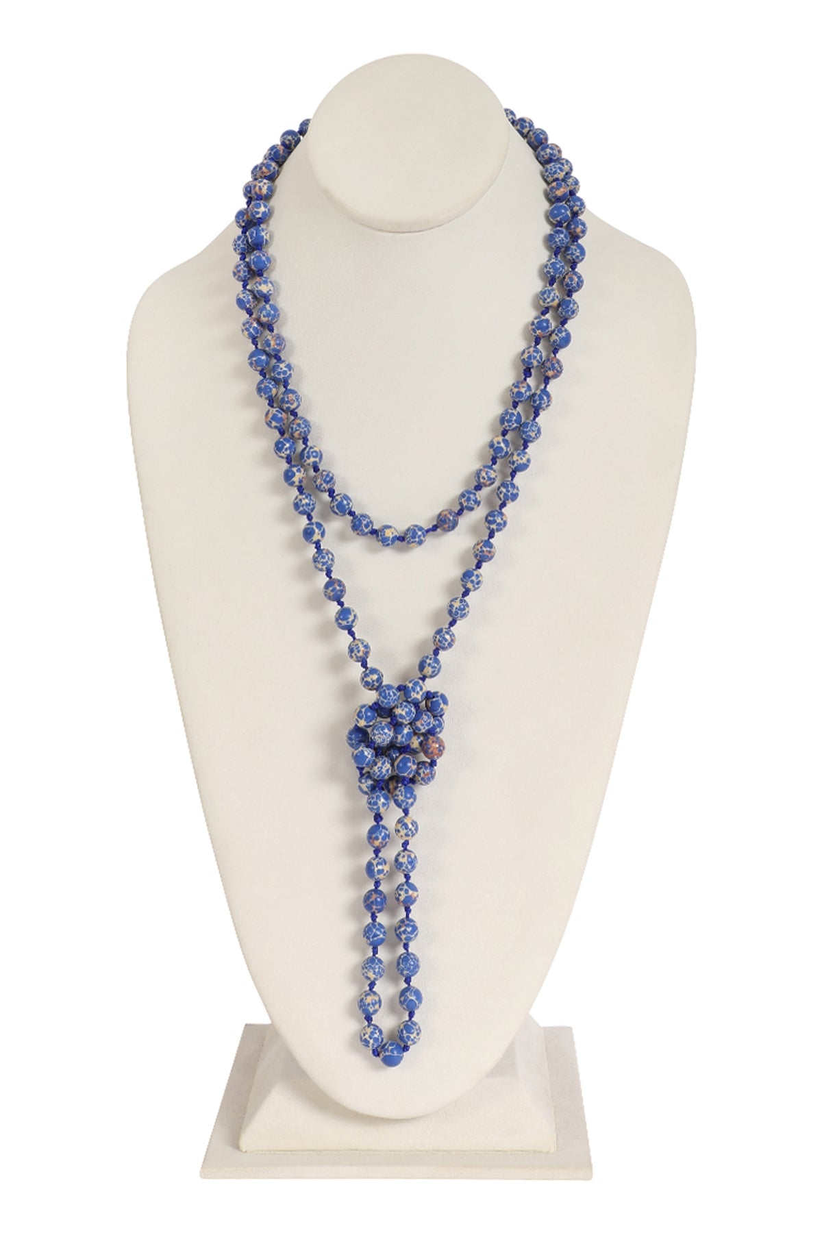 Pack of 6 Sapphire Natural Stone Long Knotted Necklaces