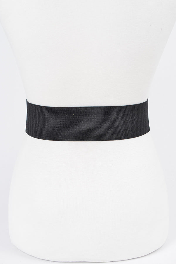 Pack of 6 AB Stone Flower Elastic Belts in Black Color