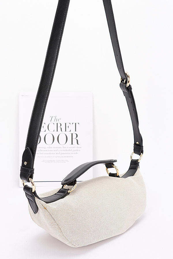 Set of 3 Stylish Black Canvas Crossbody Bags