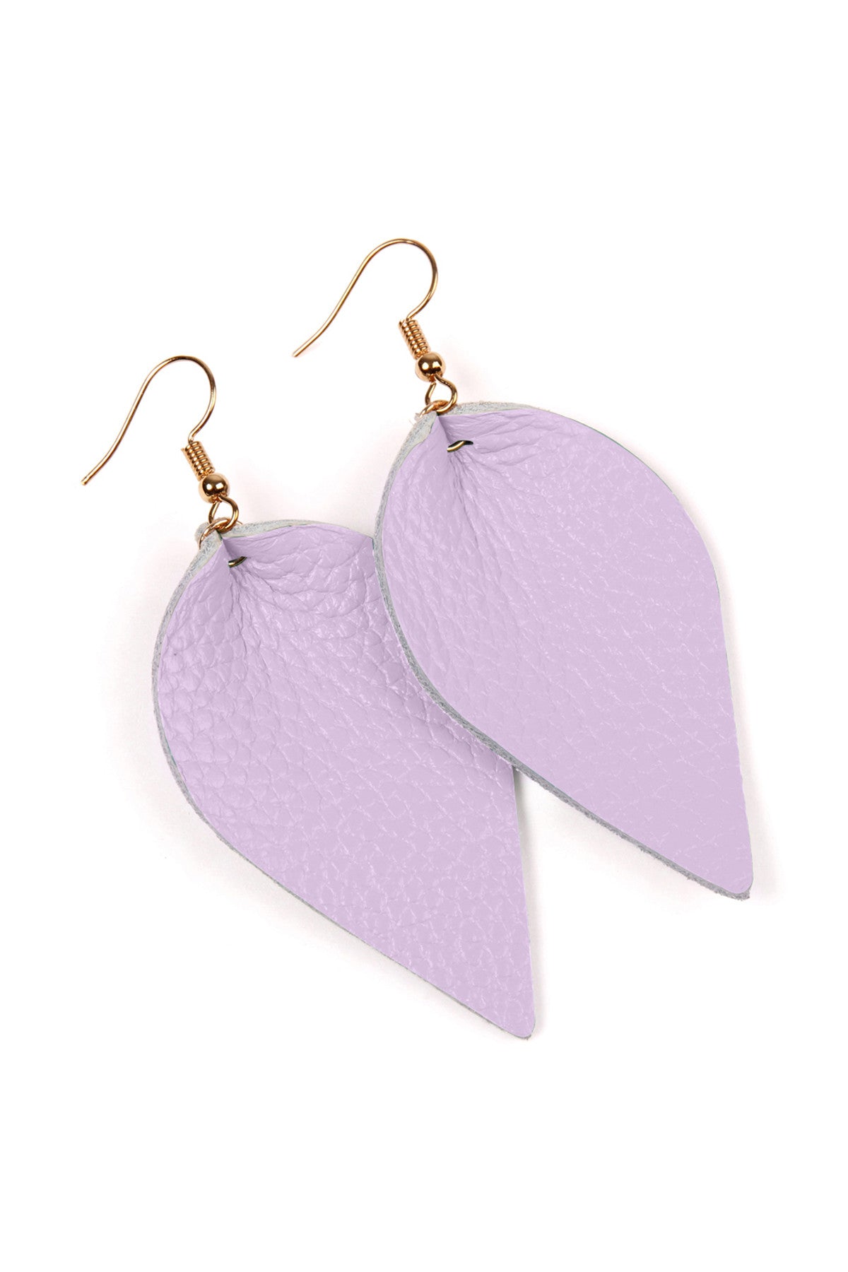 Set of 6 Light Purple Pinched Genuine Leather Teardrop Earrings