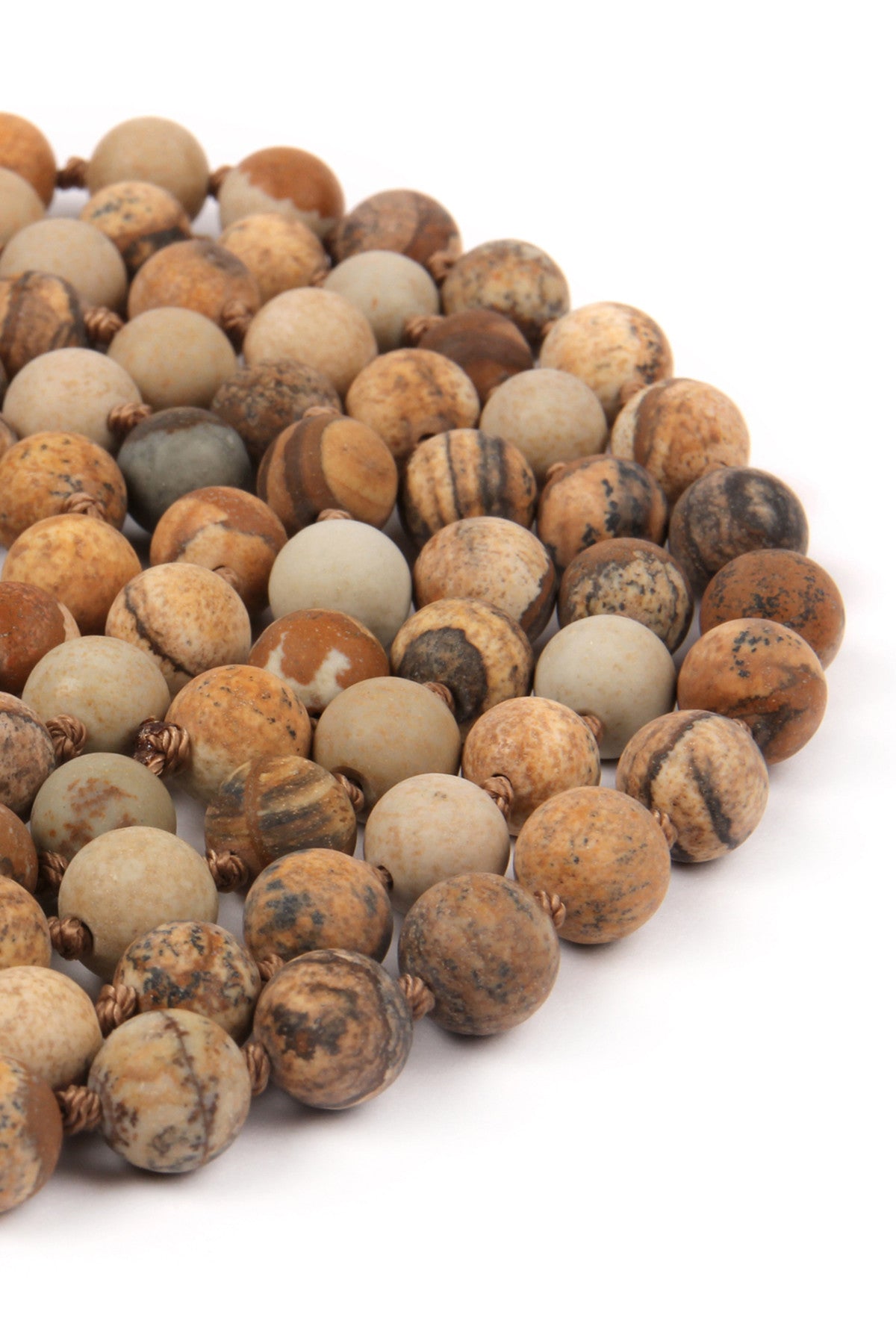 Pack of 6 Handmade Long Necklaces Crafted from Brown Natural Stones