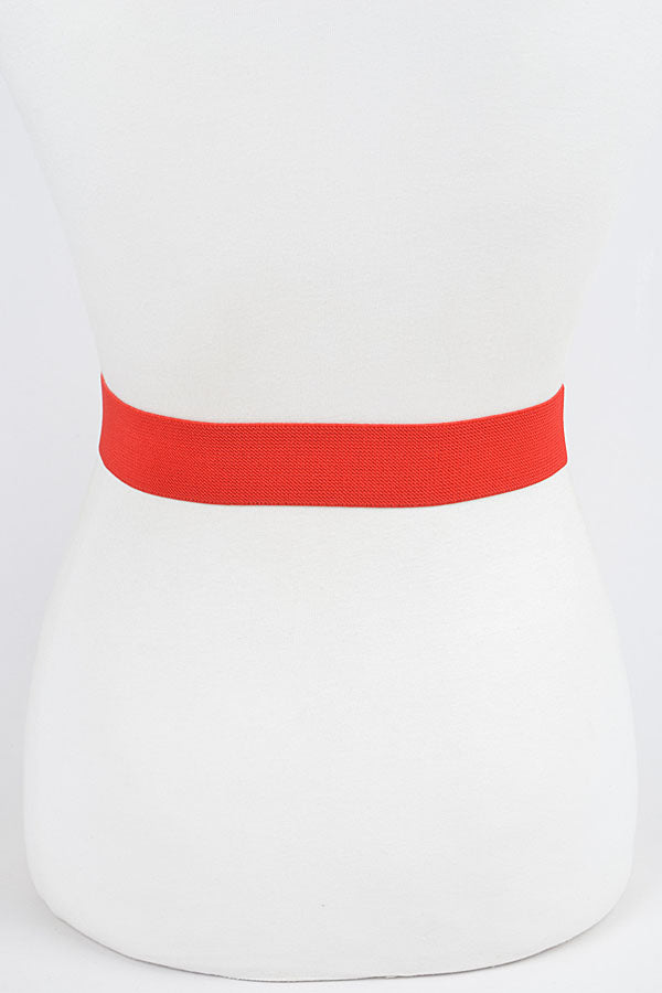 Set of 6 Pink 0748 Stretch Ribbon Buckle Belts