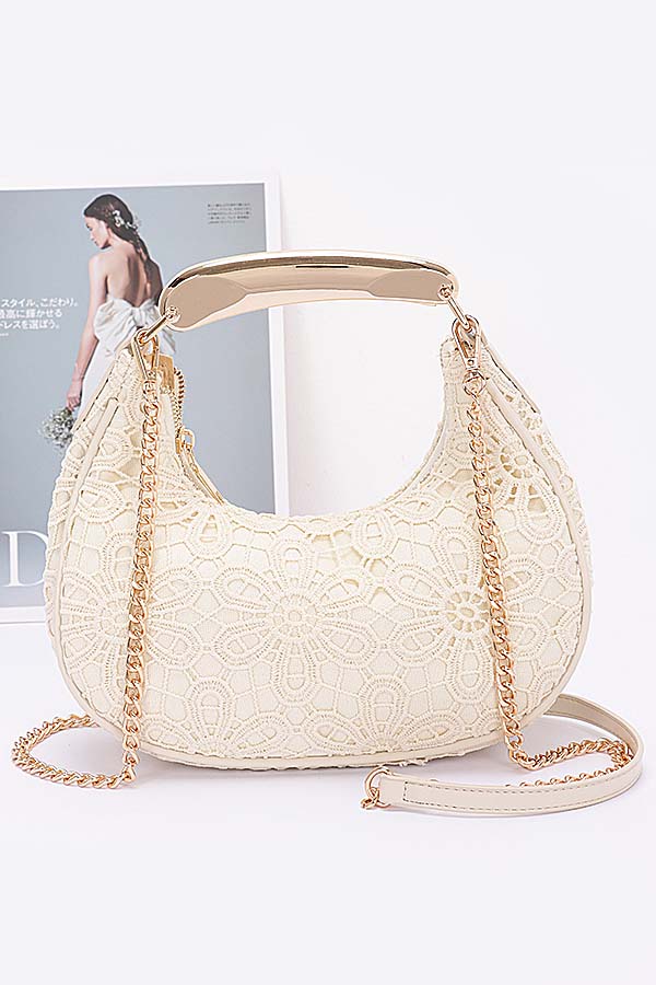 Set of 3 Crochet Crossbody Bags in Beige Color - Style 3146