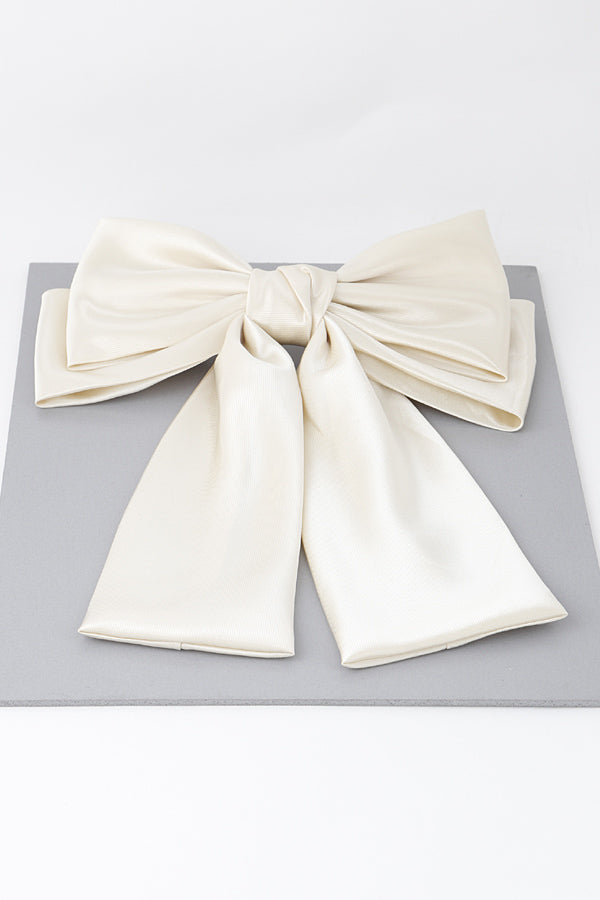 Beige Double Ribbon Hair Clip - Set of 6